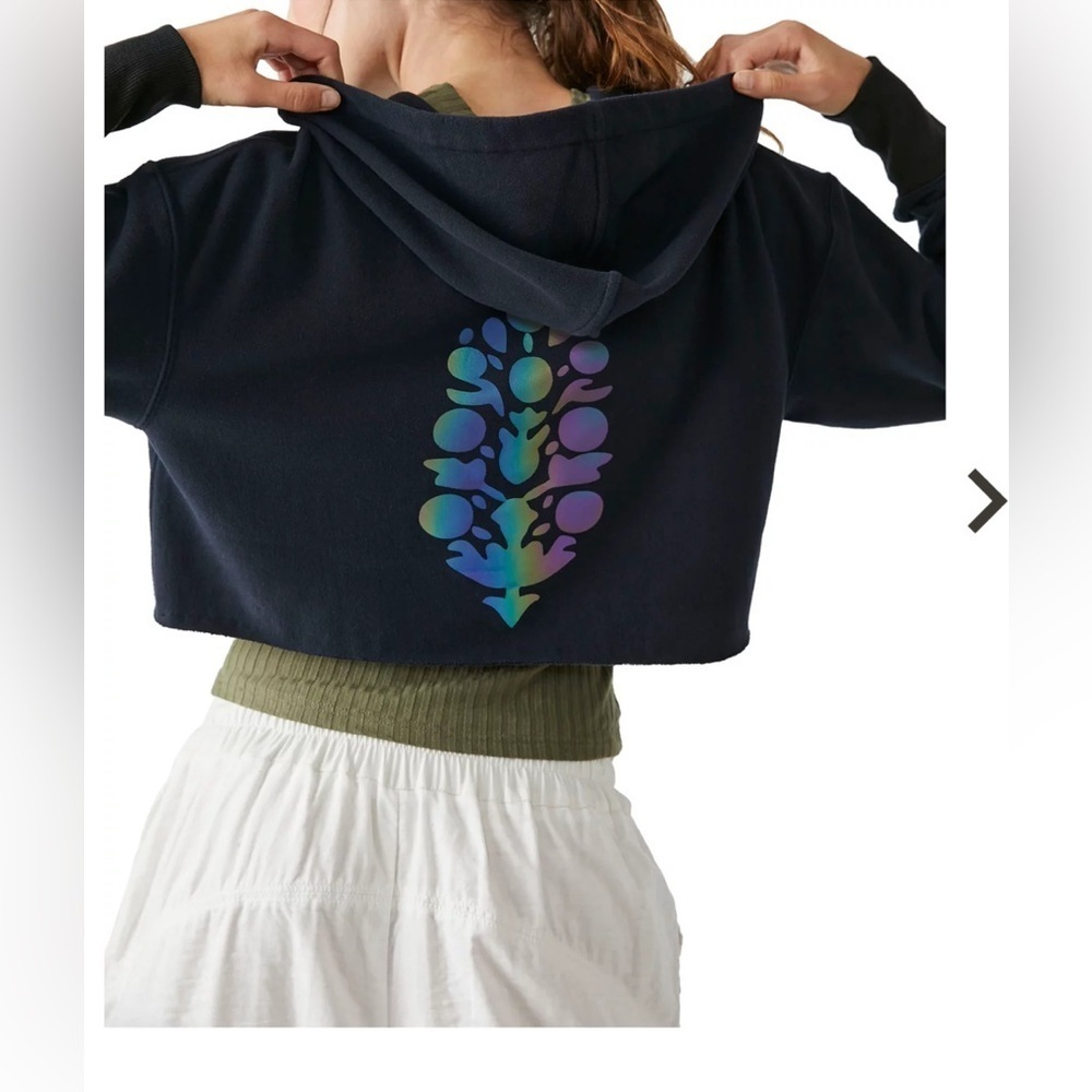 Free People Women's Half Time Reflective Logo Hoodie L